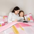 thumbnail image 4 of Manfei Abstract Brushstroke Twin Comforter Sets, Pink Yellow Plaid Bedding Set, Pink Yellow, Pink Reversible 2pcs, 1 Comforter and 1 Pillowcase, 4 of 6