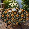 thumbnail image 4 of Sunflower and Bud Black Pattern Round Tablecloth 70"x70", Wrinkle Resistant Wipeable Table Cover for Kitchen Dining Room Picnic Patio and Party, 4 of 6