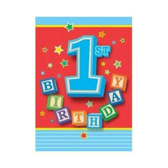 Various Birthday Blocks Boy Invitations, 12ct
