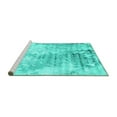 thumbnail image 2 of Ahgly Company Machine Washable Indoor Square Abstract Turquoise Blue Contemporary Area Rugs, 8' Square, 2 of 4