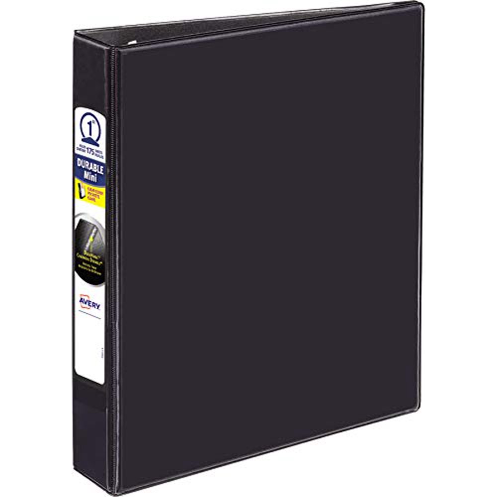 Avery Mini Durable View Binder with 1 Rings, 175Sheet Capacity, Black