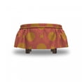 thumbnail image 4 of African Ottoman Cover, Traditional Modern Ethnic, 2 Piece Slipcover Set with Ruffle Skirt for Square Round Cube Footstool Decorative Home Accent, Standard Size, Yellow and Hot Pink, by Ambesonne, 4 of 5