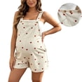 thumbnail image 2 of Pregnancy Dungaree Shorts for Women One Piece Sleeveless Adjustable Playsuits Casual Baggy Wide Leg Maternity Jumpsuit Summer Holiday Beach Romper Suits for Women Red L, 2 of 6