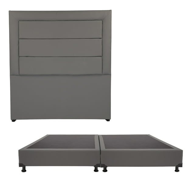 Box Base Cama King Size + Cabecera Bolt Gris Oxford