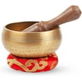 thumbnail image 1 of Tibetan Singing Bowl Set - Easy To Play for Beginners - Authentic Handcrafted Mindfulness Sound Bowl Meditation Holistic Sound 7 Chakra Healing Gift by Himalayan Bazaar (3.2 Inch, Gold), 1 of 6