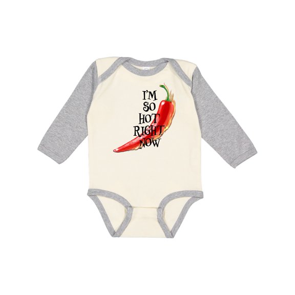 Inktastic I'm so hot right now Chili Pepper on Fire Boys or Girls Long Sleeve Baby Bodysuit