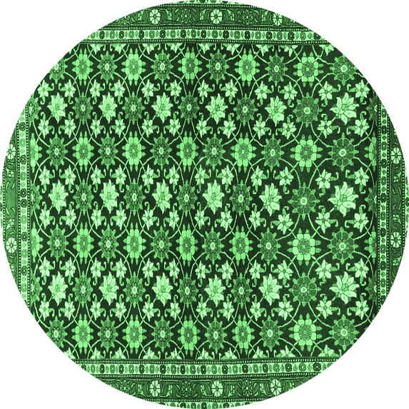 Ahgly Company Indoor Round Persian Emerald Green Traditional Area Rugs, 6' Round