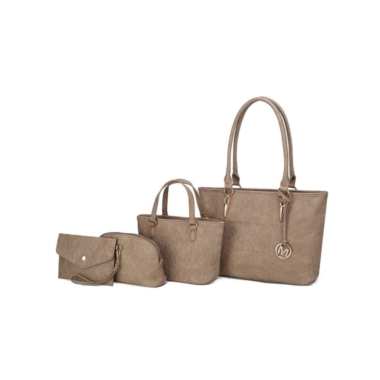 MKF Collection Edelyn Signature M-Embossed 4-Piece Tote Handbag 
