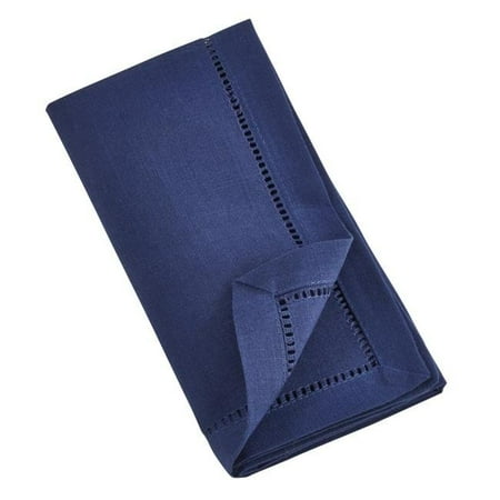 

SARO 6306.NB20S 20 in. Dinner Napkin with Hemstitch Border Design Navy Blue - Set of 12
