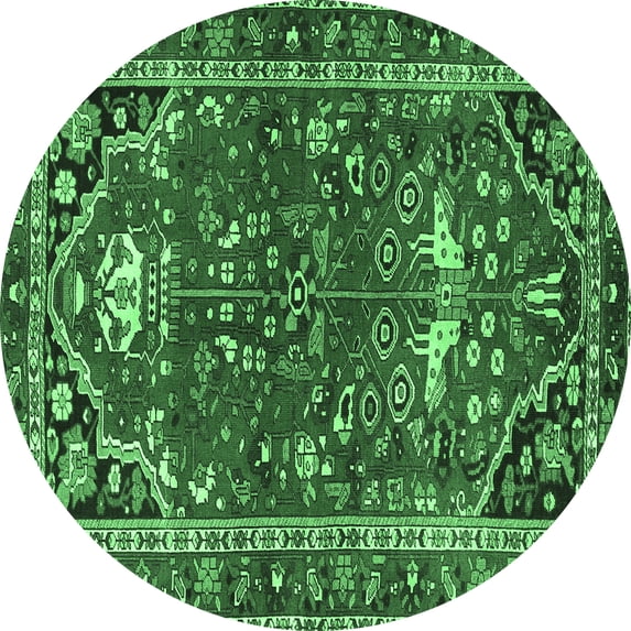 Ahgly Company Indoor Round Persian Emerald Green Traditional Area Rugs, 5' Round