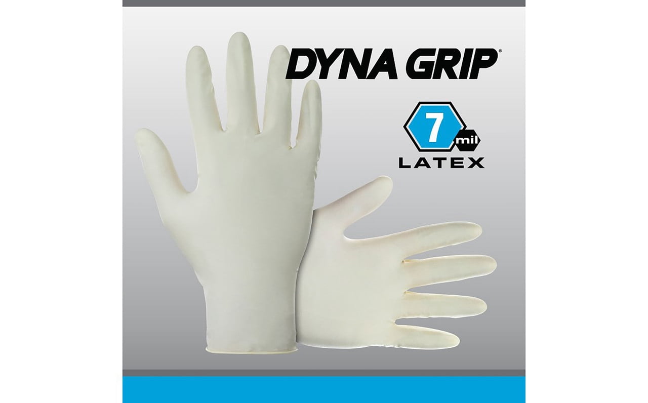 Dyna Grip 650-1003 Powder-Free Exam Grade Latex Disposable Gloves - 7 Mil, Size L, 100/Box, 10 Boxes/Case