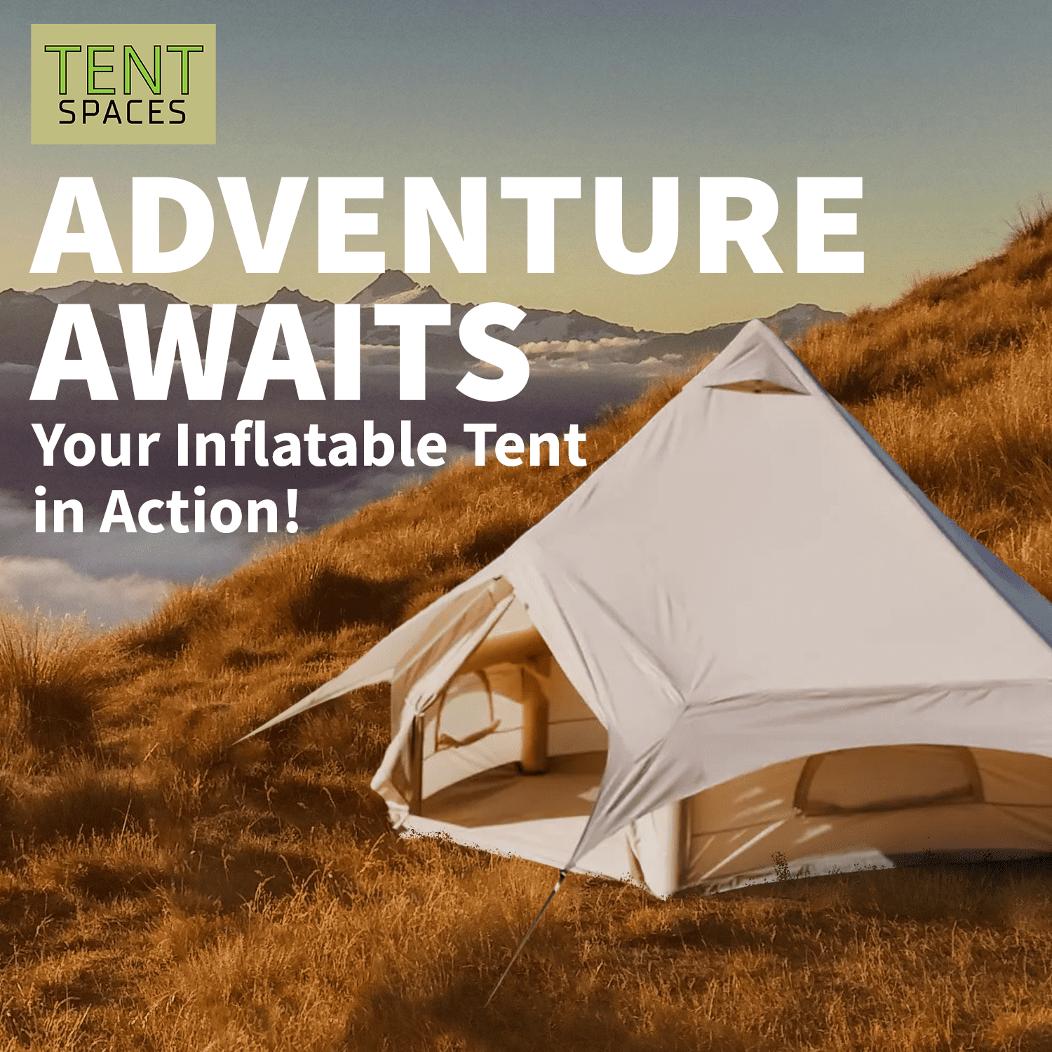 Tentspaces - Inflatable Tents for Camping | Glamping Tent | Blow Up Tent | Air Tents for Camping Adult | Lightweight | Durable | Quick Assembly | Includes Air Pump Pegs & Ropes | 5 Person (Rene 4400)