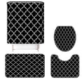 thumbnail image 1 of 4-Piece Geometric Pattern Bathroom Sets with Non-Slip Rug, Toilet Lid Cover, Bath Mat and 12 Hooks, 71*71inch Shower Curtain Durable Waterproof Bath Curtain (Black), 1 of 12