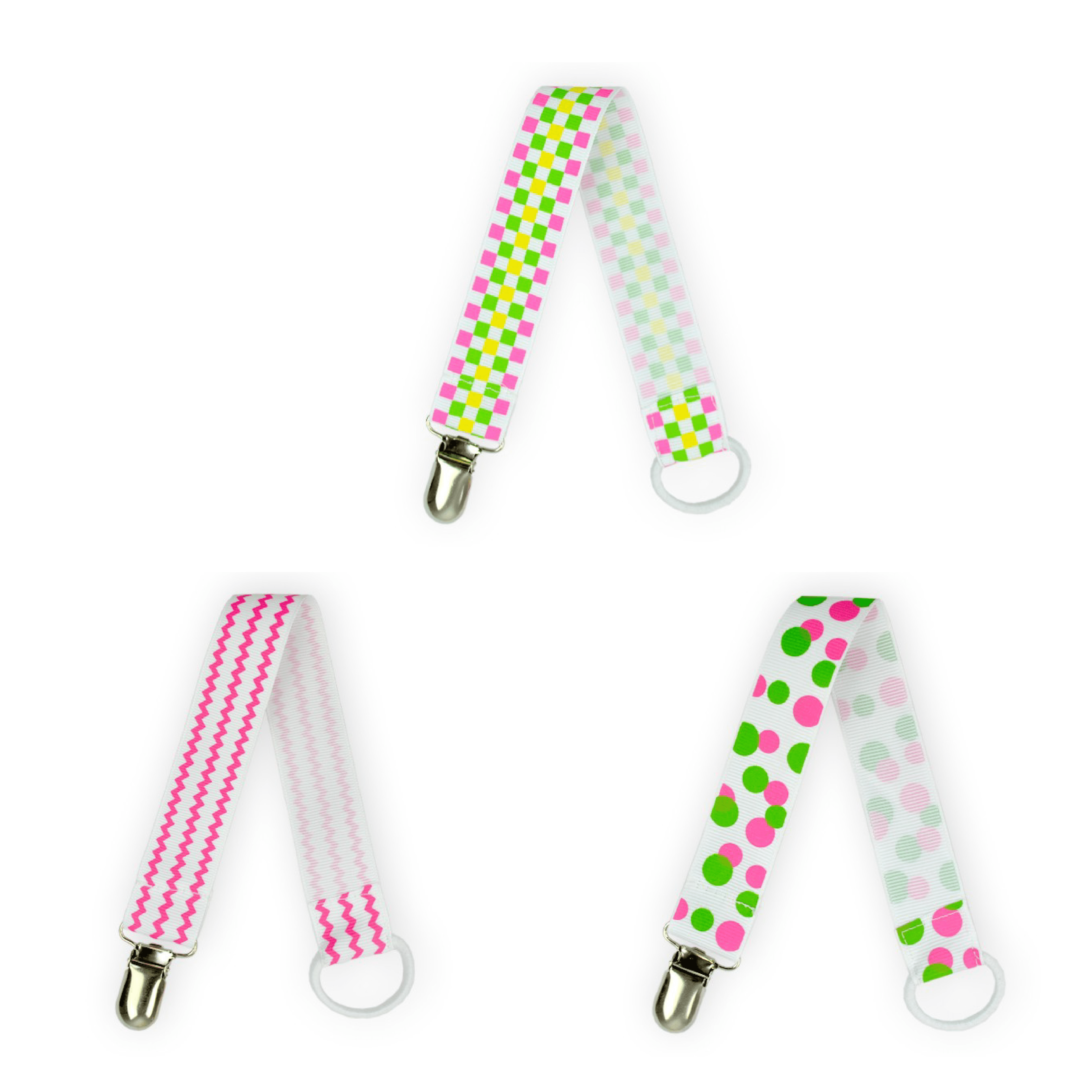 EliteBaby Pacifier Clip Holder for Girls, 3 Pack Teething Toys