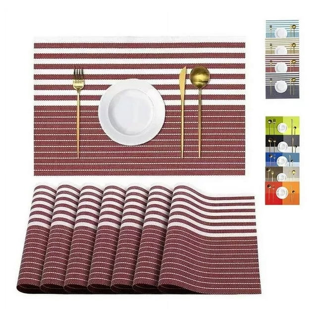 Mantel Individual Lavable Antideslizante 8 Piezas Color Rojo Raya JT010129-04