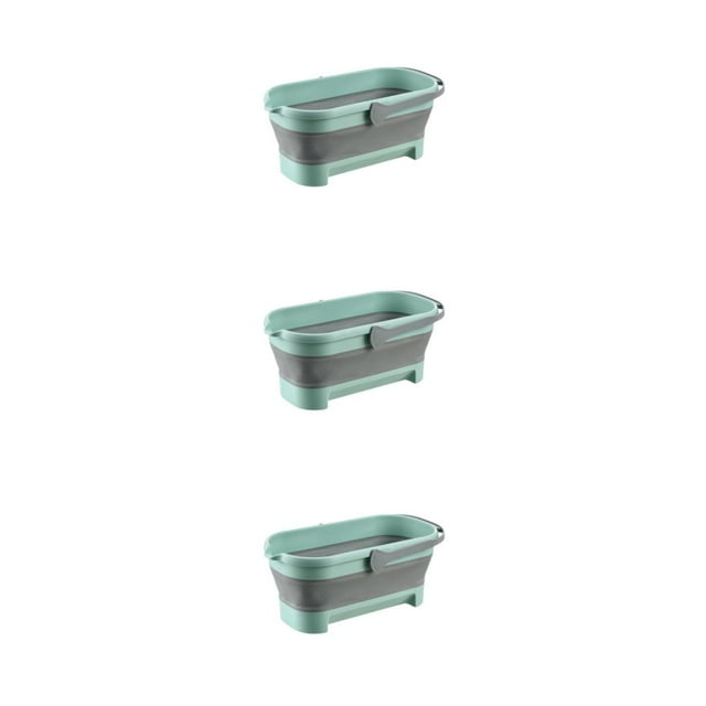 Youkk Multifunctional Foldable Mops Bucket Space-saving Large Capacity Wide Applications Collapsible Small+Green 3Set