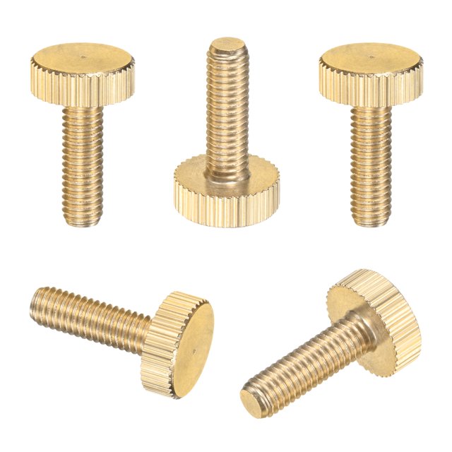 Uxcell 5-Pack Tornillos de Mariposa Estriados, M5x16mm Perillas de Cabeza Plana de Latón
