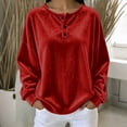 thumbnail image 2 of Velvet Tops for Women 2026 Long Sleeve Shirts Casual Loose Fit Velour Pullover Tee Shirts Soft Comfy Warm Lightweight Basic Tops by Yigetop Red M, 2 of 4