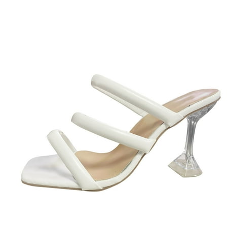 

gvdentm Women Shoes Slippers Fashion Heel Women s Combination Sandals High Thin Strap Dressy Sandals for Women Size 8