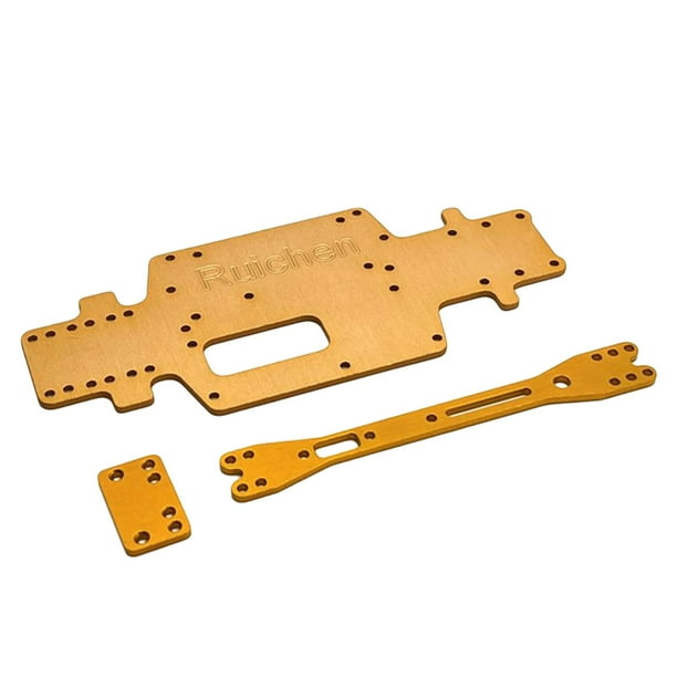 Placa inferior de repuesto para Wltoys con accesorios de actualización de placa de metal de dos capas Oro
