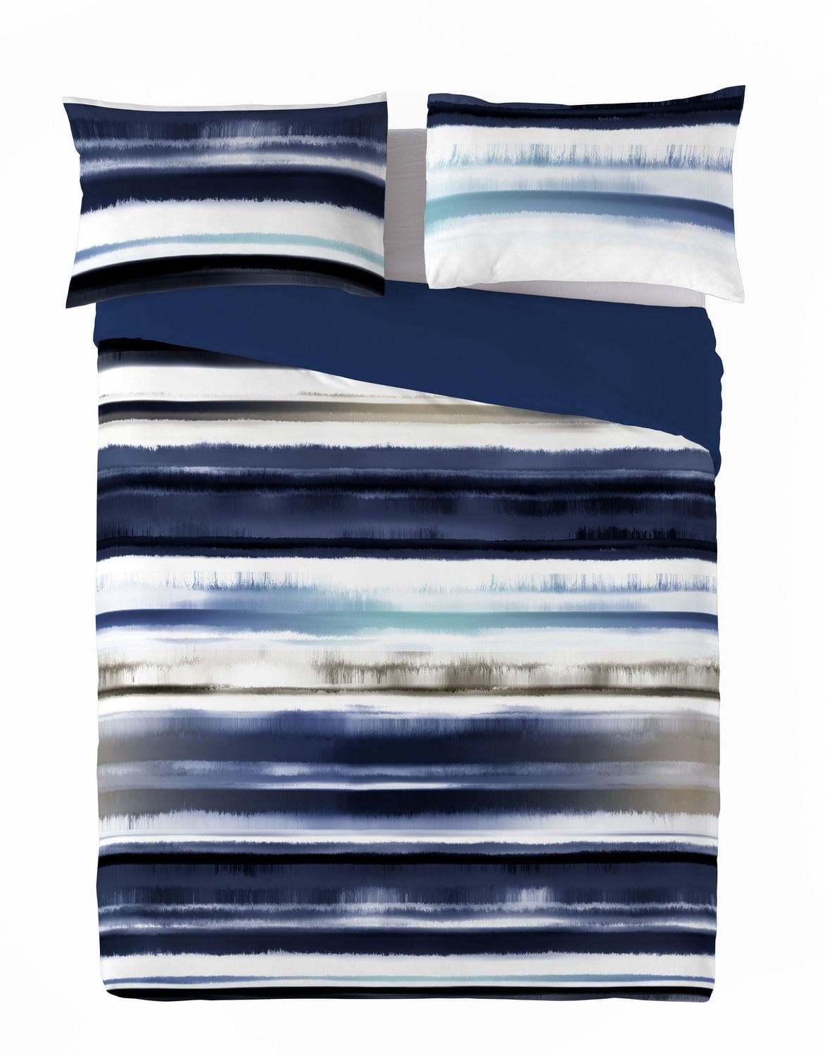 Gouchee Home Delfos 3-Piece King Duvet Cover Set – Blue Tie-Dye Stripe Reversible Bedding & 100% Cotton