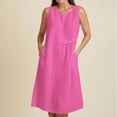 thumbnail image 2 of Vestido de Verano para las Mujeres Playa, Moda Vacaciones Color Sólido sin Mangas Hueco Fuera de la Fiesta Midi para Casual, 2 of 9