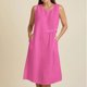 thumbnail image 2 of Vestido de Verano para las Mujeres Playa, Moda Vacaciones Color Sólido sin Mangas Hueco Fuera de la Fiesta Midi para Casual, 2 of 9