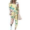 thumbnail image 1 of Women Crew Neck Sweatshirts and Pants Tie Dye Long Sleeve 2-Piece Homewear Set Nightwear Sleepwear Pajamas Set T-Shirts and Pencil Pants for Women Lounge Set, 1 of 2