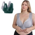 thumbnail image 5 of 2PC Plus Size Bras for Women Floral Lace Bralette Front Closure Bras Wireless Bra Push Up Bra, 5 of 9