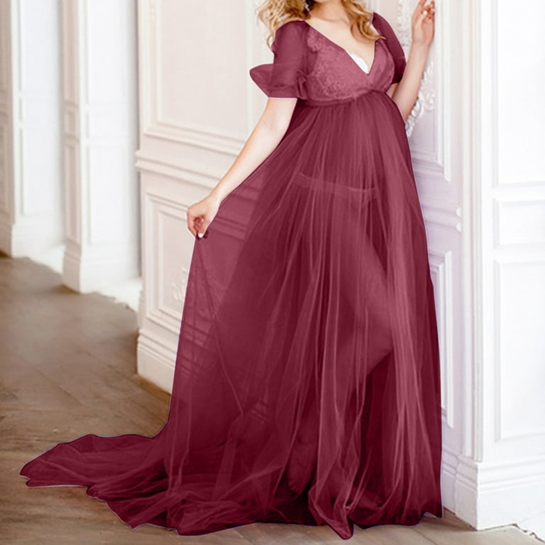 open lace back dress Kate Satin Custom Maternity Photoshoot Gowns, XXL / 21#-Black main image 0