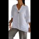 thumbnail image 1 of Camisa de para Mujer, Cuello en V, Botones, Blusa , Mangas 3/4, Informal, Holgada, Estilo Túnica, Camisetas de Verano. M, 1 of 8