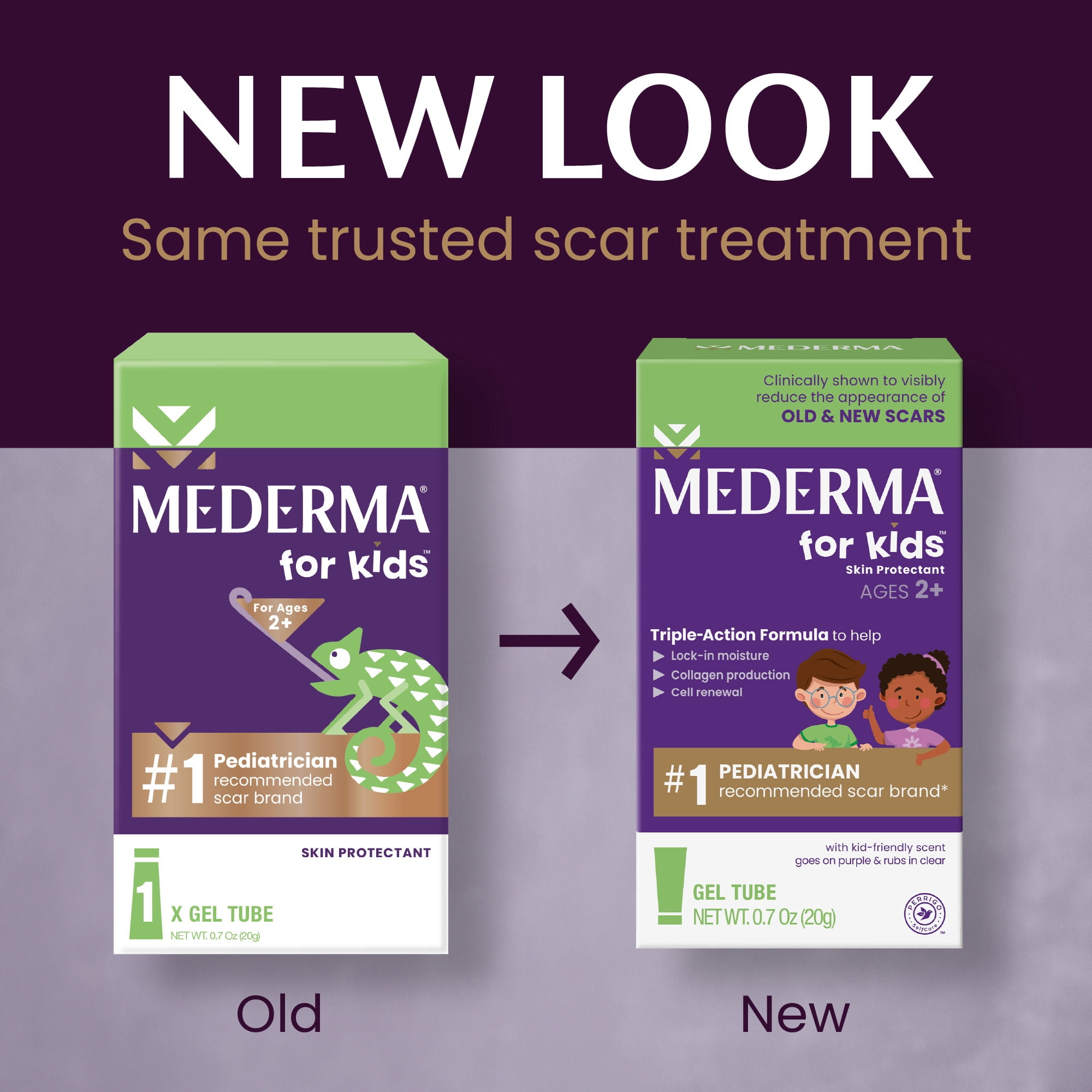Mederma Scar Gel for Kids, Treatment for Old and New Scars, Grape Scented, Ages 2+, 0.7 Ounce