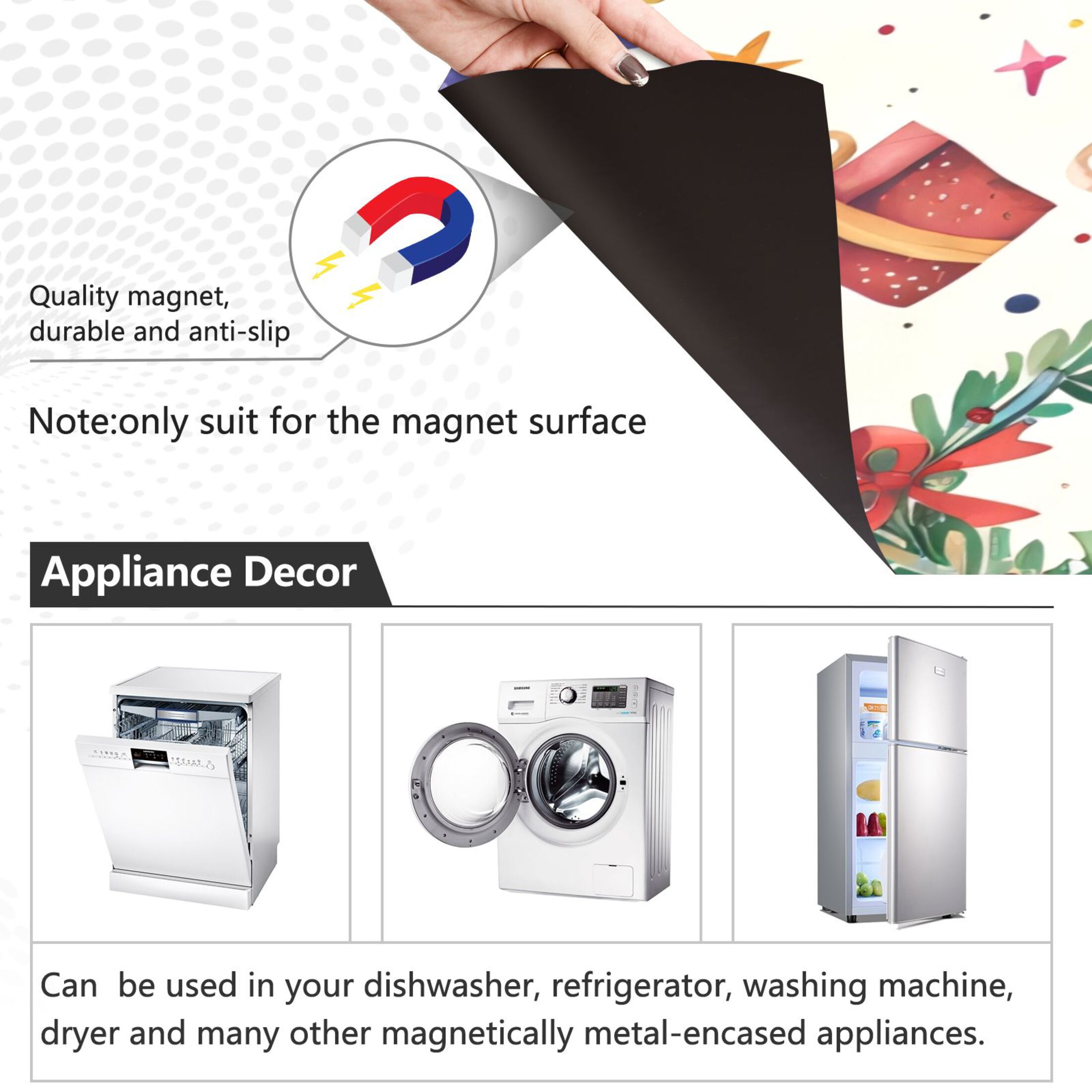 Dishwasher Magnetic Sticker 23x26 Inch Refrigerator Magnetic Sticker Washing Machine Magnetic Sticker Kitchen Panel Magnetic Sticker Home Decor Cartoon Christmas Gift