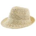 thumbnail image 4 of Men Hand‑Woven Paper Straw Fedora Hat Hollow Knit Sun Hat Wide Brim Breathable Outdoor Beach Travel Vacation Sun‑Shade Head‑Accessory for Adults, 4 of 7