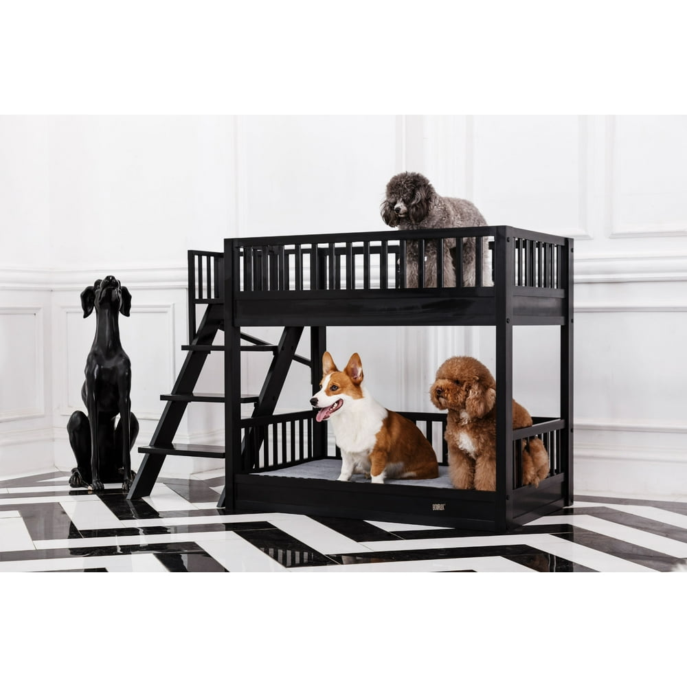 ecoFLEX Dog Bunk Bed with Removable Cushions, Espresso
