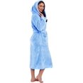 thumbnail image 3 of Women Plush Fleece Robe Long Warm Bathrobe Shawl Collar/Hood, 3 of 6