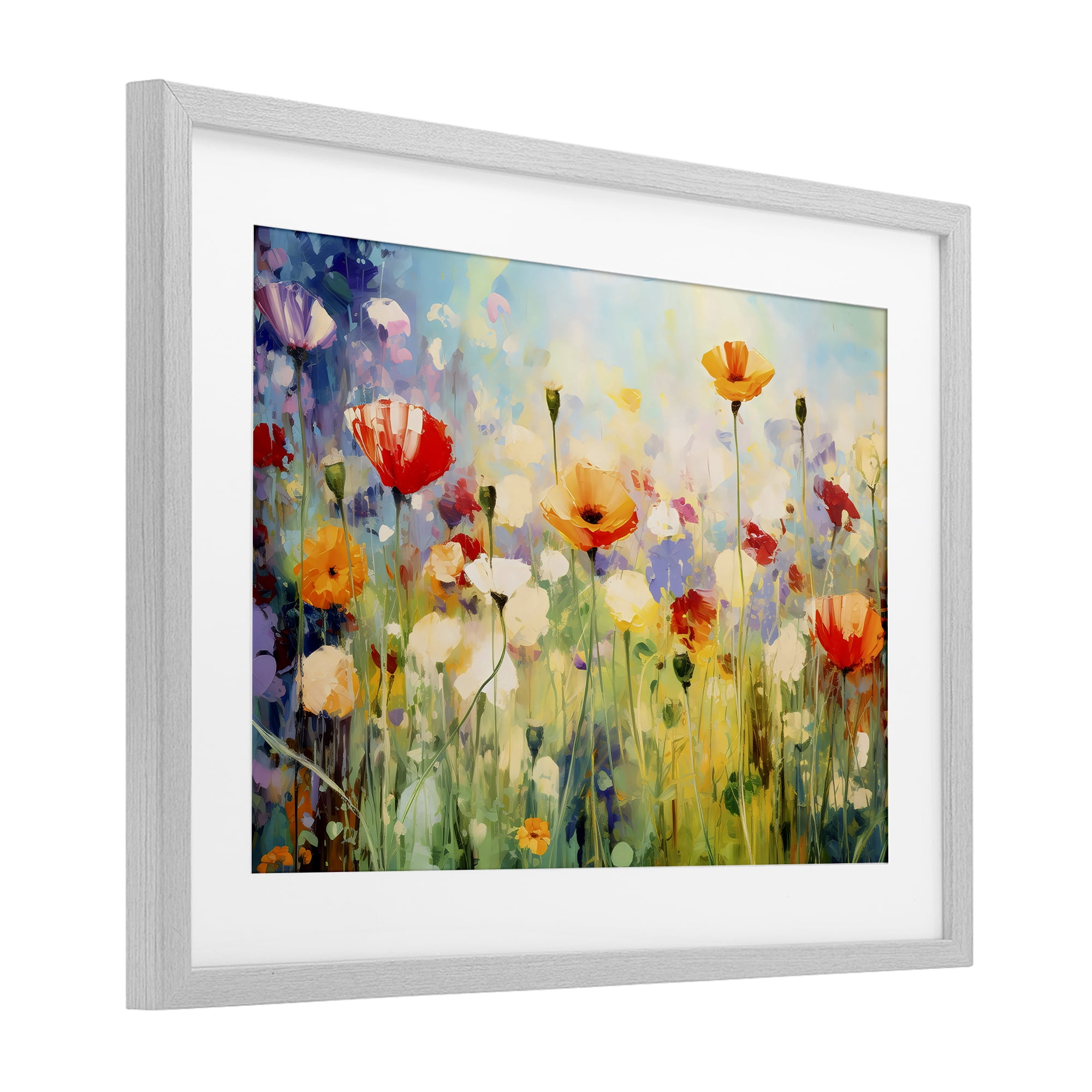 Stupell Industries Sunlit Meadow of Colorful Blooms Gray Framed Print Under Glass, design by Creative Studio