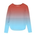 thumbnail image 2 of YUNAFFT Girls Long Sleeve Round-Neck Shirts Ombre Design Side Slits Cotton-Like Stretchy Blouse For 4-14Y, 2 of 7