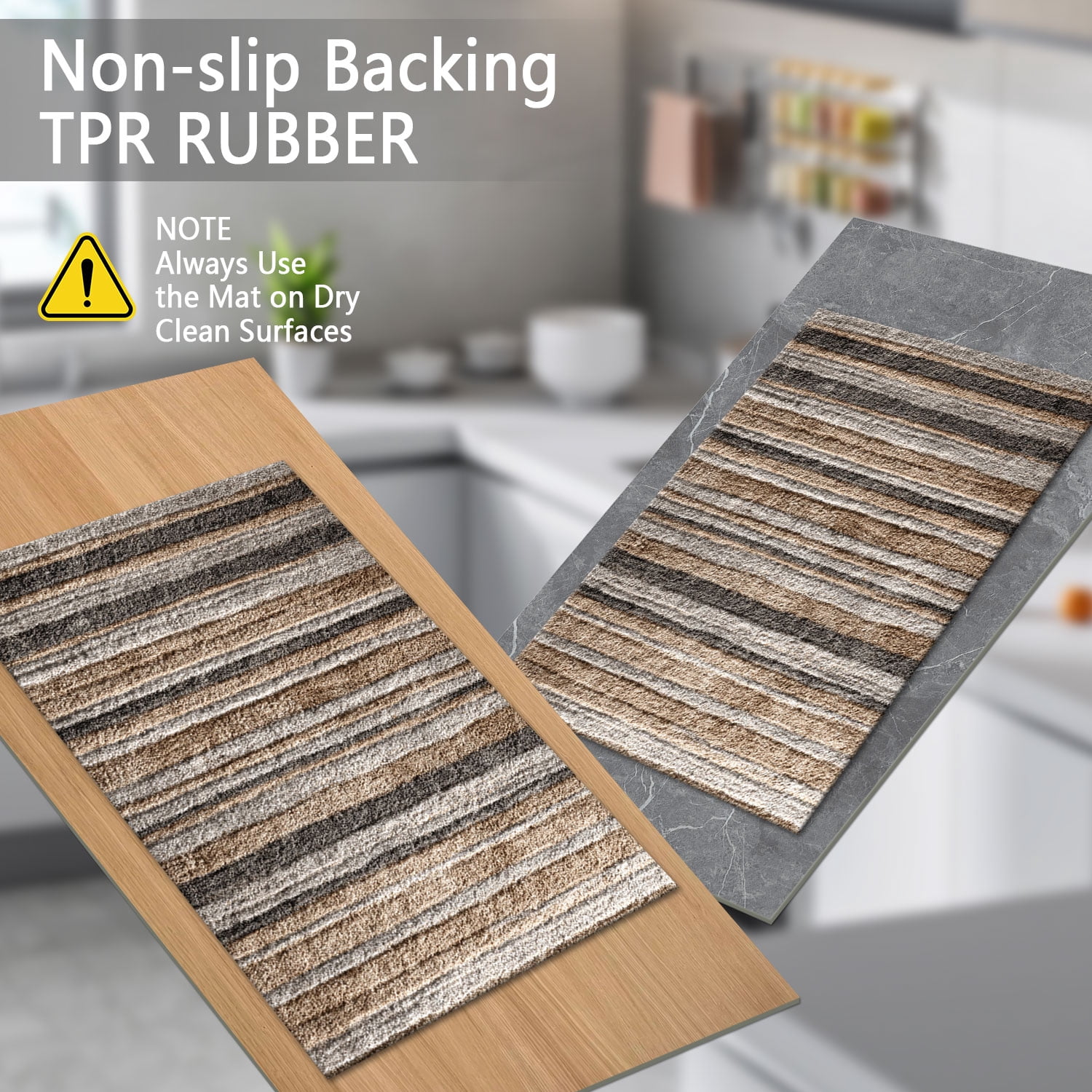 3 Piece Kitchen Rug Set, Non-Slip And Washable, Abstract Pattern Kitchen Hallway Rug, Soft And Comfortable, Suitable For Sinks, Floors, Entrances, Hallways and Bathrooms