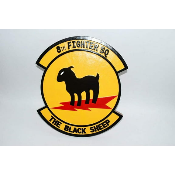 8th Fighter Squadron Black Sheep Plaque,14, Mahogany