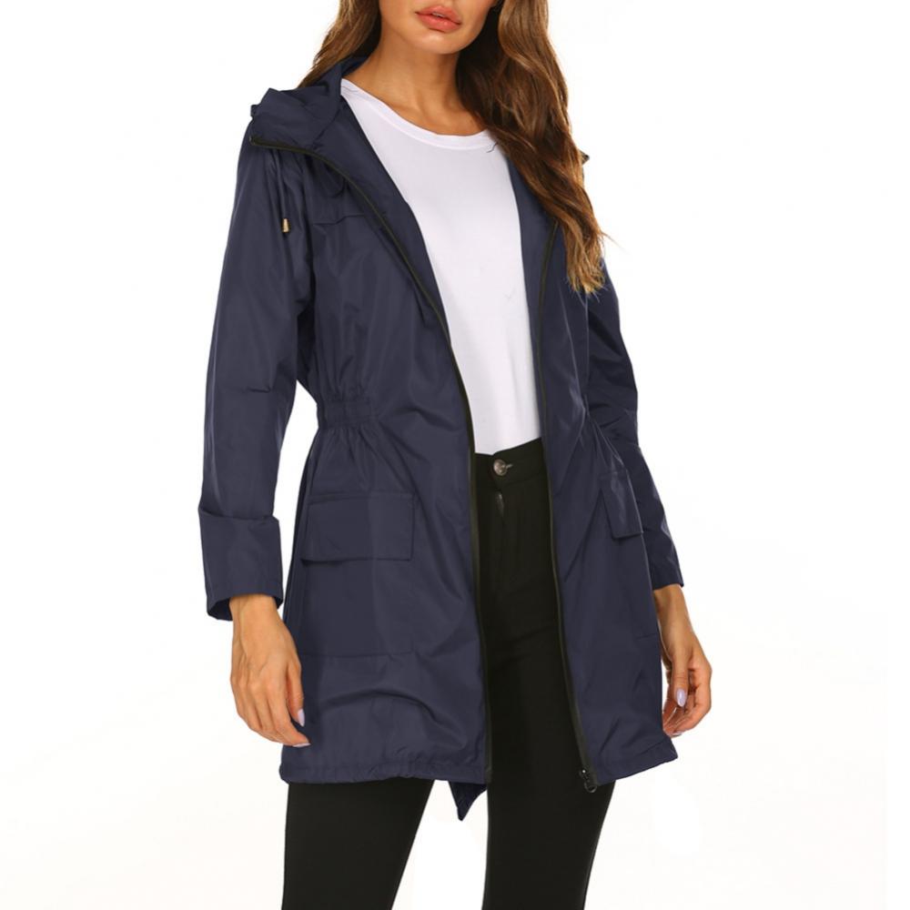 Women's Long Rain Jacket Lightweight Rain Coat Hooded Active Outdoor ...