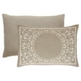 thumbnail image 2 of BNM Cotton Blend Floral Scroll Bedspread Set, Queen, Taupe, 2 of 5