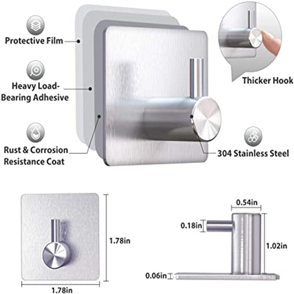Kepooman Heavy Duty Wall Hooks Self Adhesive Towel Hook Waterproof Hooks, Adhesive Hooks for Hangingfor Keys Bathroom Shower Outdoor Kitchen Door Home Improvement Sticky Hooks 4 Pack, Silver Kepooman Heavy Duty Wall Hooks Self Adhesive Towel Hook Waterproof Hooks, Adhesive Hooks for Hangingfor Keys Bathroom Shower Outdoor Kitchen Door Home Improvement Sticky Hooks 4 Pack, Silver