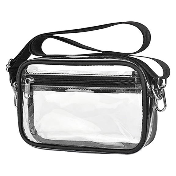 Transparent Jelly Single Shoulder Backpack, Sports Travel Bag Portable Purse For Stadium Events, Clear PVC Stadium Approved Crossbody (Black ,21*15CM)