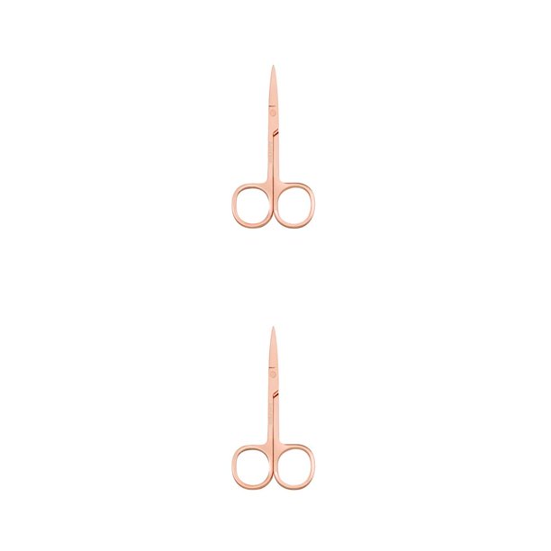 Vogacara Pinzas para cutículas de uñas Tijeras de acero inoxidable Herramienta de recorte a prueba de agua Pinzas de mano para el pelo de la Chapado en oro rosa. 2piezas