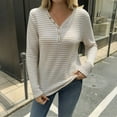 thumbnail image 2 of biudgviw Womens Button Down Shirt for Fall V Neck Lightweight Striped Blouses Casual Trendy Long Sleeve Pullover Tops, 2 of 7