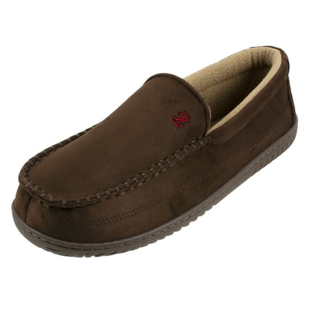 

IZOD Men s Slipper with Memory Foam Classic Soft Microsuede Moccasin Solid Brown Men s Size 9-10