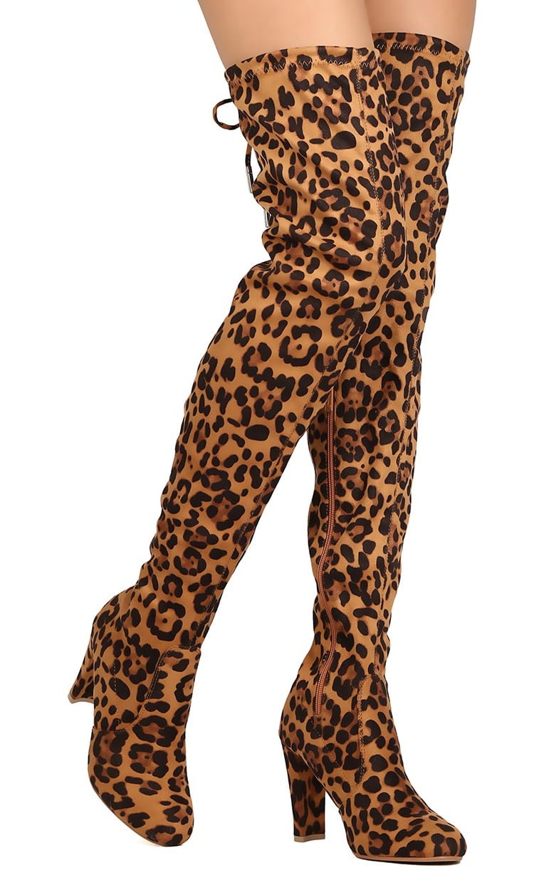 cheetah print thigh high boots