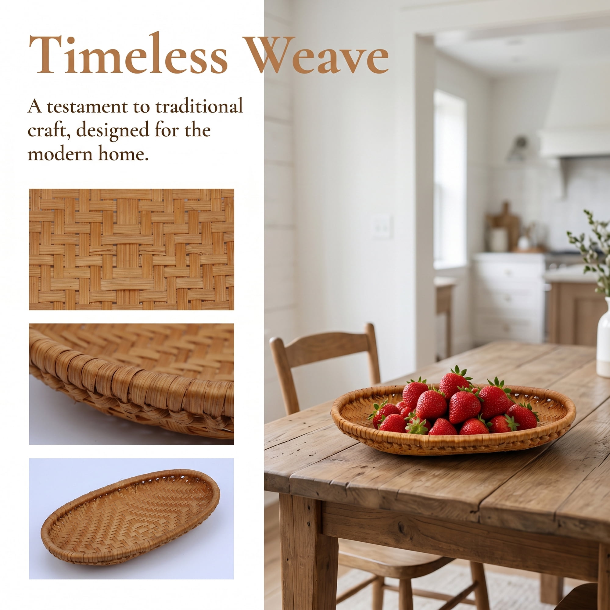 Unique Bargains Rattan Serving Tray Woven Rectangular Bamboo Basket Brown 9.8*6.3*1.6inch