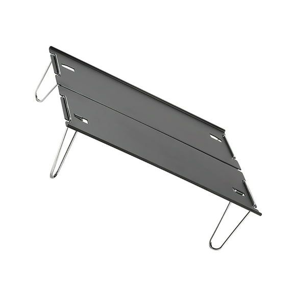 KONTONTY 1 Set Folding Small Table Aluminum Alloy Black for Beach Party